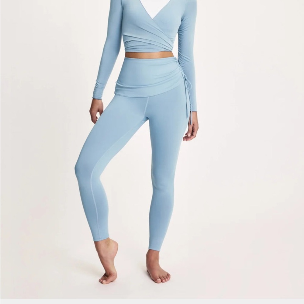NWT Knix Light Blue Women's High-Waist Active Leggings Ruched XL